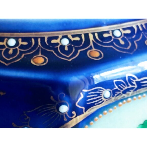 Vintage Moriage Cobalt Blue Hand Painted Japan Tea Pot 1950's - Picture 11 of 14